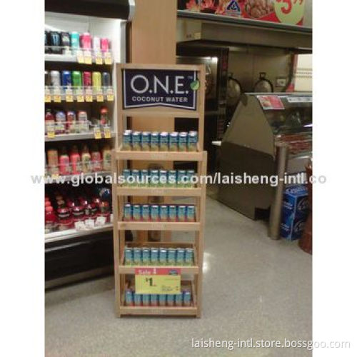 Snack Wooden Display Stand with 4 Adjustable Feet and 5 Shelves, 4 Solid Wooden Posts with Painting
